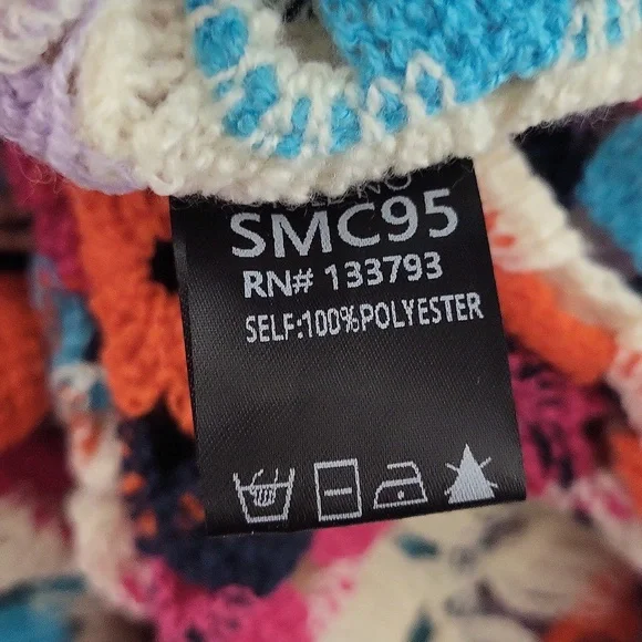 POL One Size Granny Square Duster Crochet Cardigan Knit Boho Colorful Open‎ NWOT - Picture 6 of 8